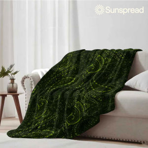 Beast Kingdom | Dark Green Paisley Soft Warm Flannel Blanket Lightweight Cozy Christmas Halloween Home Decor Room