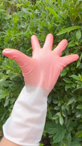 ถุงมือ ถุงมือเก็บขี้ยาง แพ็ค 3 คู่ ทูโทน/ตงตง รุ่นนี้หนา เหนียว ขี้ยางไม่ติด 100% ทนกรด ป้องกันสารเคมี ไม่ขาดง่าย คละสี