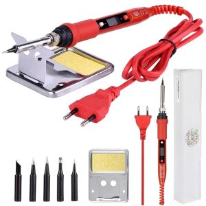 JCD 80W Soldering Iron Kit with Adjustable Temperature LCD Digital Display Welding Repair Tools Ceramic Heater Soldering Tips