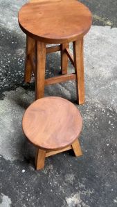 เก้าอี้ไม้ เก้าอี้สตูล กลม เก้าอี้วินเทจ ไม้จามจุรี 2 ขนาด สีไม้ธรรมชาติ เก้าอี้เล็ก ม้านั่ง เก้าอี้เดี่ยว