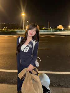 เสื้อยืดคอกลมแขนยาวทรงสลิมฟิต R1DGE สำหรับผู้หญิง ผ้าฝ้ายผสมโพลีเอสเตอร์ ทรงพื้นฐาน ลำลอง สวมใส่สบาย