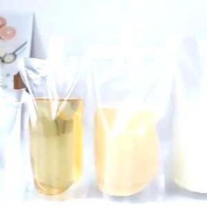 100Pcs Clear Drink Spout Pouch Stand Up Juice Spout Bags Liquids Drink Packaging Spout Pouch