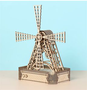 New product DIY handmade wooden three-dimensional splicing toy model assembling big windmill assembly toy