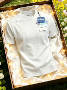 White Honeycomb Embroidery Waffle Fabric Quick Dry American Style Training T-Shirt Short Sleeves