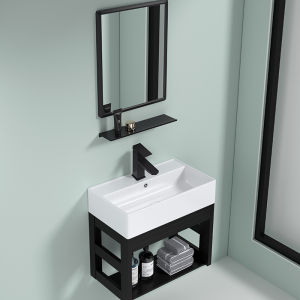 Small Apartment Wall-Mounted Ceramic Basin Bathroom Balcony Narrow Edge Wall-Hung Basin Washbasin Cabinet Combination Wash Basin