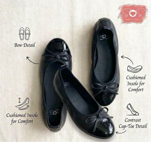 SOSPH Bernice Black Two Toned Ribbon Shoes Marikina Doll Shoes Ballet Flats Women’s Office Shoes School Flats Classic Round Toe Slip On Comfortable Cushioned Insole Lightweight Durable Handmade Locally Made Soft Sole Stylish Elegant Work Footwear Everyday
