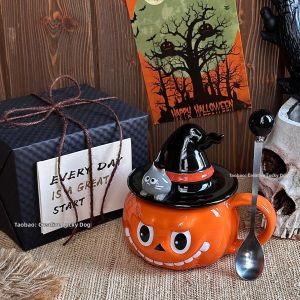 Creative Magic Hat Pumpkin Ceramic Mug with Lid Gift