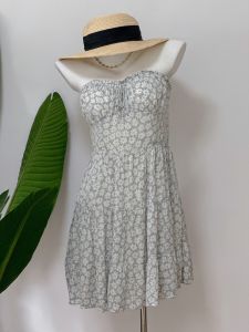 Grape Miki Summer Export USA Cotton Candy Sweet Pure Vacation Style Floral Strapless Dress