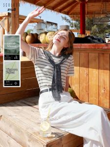 3COLOUR·S | Striped Poncho Style Short Sleeve T-shirt for Women