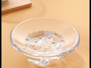 Glass Soap Dish Round Soap Holder Transparent Soap Tray Bathroom Jewelry Storage Dish