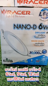 Charoensuk RACER ดาวไลท์ แอลอีดี นาโน-ดี 6 วัตต์ 9 วัตต์ 12 วัตต์ และ 18 วัตต์ แสงสีขาว (SLIM) สำหรับแสงสว่างทั่วไป ติดตั้งง่าย ใช้กับไฟฟ้า 220-240V