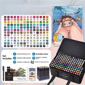 Deli Double-Headed Oil-Based Marker Pens Quick-Drying Art Supplies for Children 48 Colors 24 Colors Drawing Pens Water-Based Graffiti Cartoon Coloring Pens 60 Colors 80 Colors