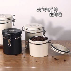 CocoMilan  Espresso Coffee Beans Tea Container Storage Canister1.2L/1.5L/1.8L Stainless Steel Air Tight