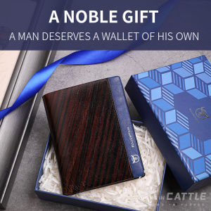 BULLCAPTAIN Mens Leather Wallet Business Casual Multi-Card Slot RFID Anti-theft Swipe Card Bag Cash Clip Contrasting Color Wind Leather Wallet