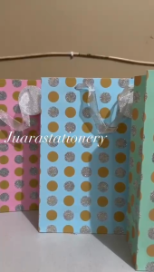 Paper Bag Besar Glitter Polkadot 25.5x9.5x31.5 / Tas Tali Glitter Tas Kado