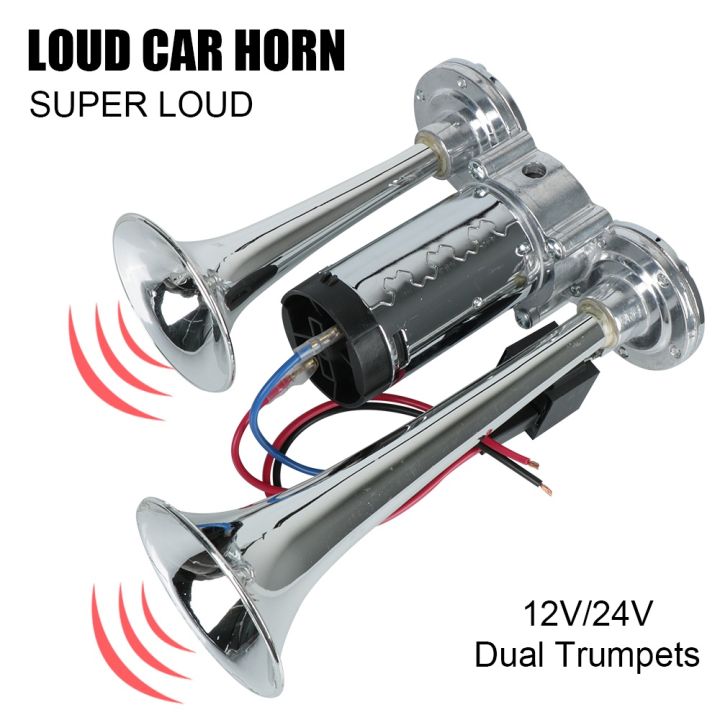 12V 24V 110dB Dual Trumpets Car Air Horn Set For Motorcycle Boat Truck