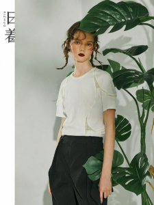 Designer Style Summer 2026 New Patchwork Hollow Short Sleeve T-shirt