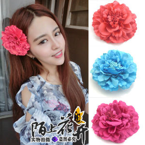 Beach Vacation Bohemian Style Artificial Peony Flower Hairpin Womens Wedding Headwear Hair Accessories Lapel Pins Brooches