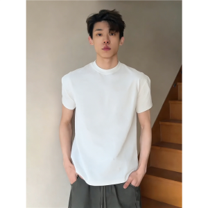 Cooling Navy Solid Color Crew Neck T-shirt
