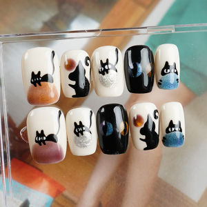 CHUBEISHI | Cute Cat Eye Cartoon High-Quality Short Square Nail Stickers