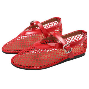 Women Mesh Ballet Flats Fishnet Ballerina Flats Breathable Slip On Ballerina Shoes Daily Dress Shoes for Outdoor Travel