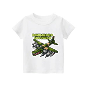 Kaos anak uniseks laki laki baju tshirt anak usia 2-12th cowok cewek atasan lengan pendek gambar anomali bombardiro crocodilo