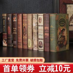 ตกแต่งหนังสือปลอมสไตล์ย้อนยุคยุโรปและอเมริกันสำหรับห้องนั่งเล่น หนังสือโมเดลระดับไฮเอนด์สำหรับตกแต่งห้องนั่งเล่น