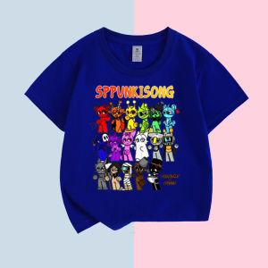 Rhythm Box Music Game Themed Short Sleeve Cotton T-Shirt for Boys And Girls Kids Summer Clothing Pure Cotton Breathable Sweat Absorbent round Neck Cartoon Pattern