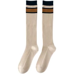 Vớ Nữ Ống Trung Bình Sọc Kẻ Dễ Thương Phong Cách Hàn Quốc Thoải Mái Tôn Dáng Hài Hước Phong Cách Nữ Sinh Giản Dị Chất Liệu Cotton Dành Cho Mùa Hè