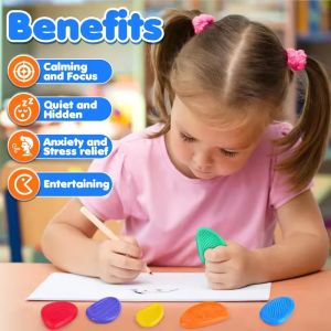 5/6/12Pcs Fidget Toys Adults Sensory Silicone Bracelet Ring Stone Textured for Autism Kids Calming Down Fidget Stress Relief Toy