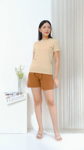 QUEENTIN Kaos Wanita Casual 1127 Cotton Super Spandex Polos Lengan Pendek
