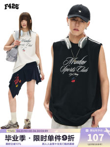 F426 Store Summer New Loose American Weave Band Letter Layout Vest Versatile Brand Logo Print round Neck Sleeveless Casual Top