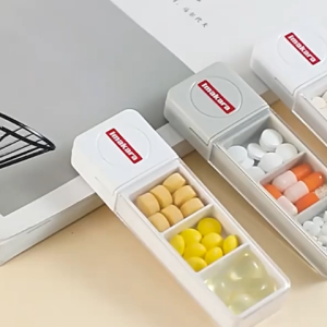 Portable Three Grid Cutter Medicine Storage Box | Airtight Tablet Cutter Pocket Pill Dispenser Kotak Penyimpanan Ubat
