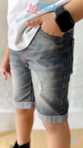 Lily And Clark Celana Jeans Anak Laki-Laki Pendek Ripped Warna Abu JPA02