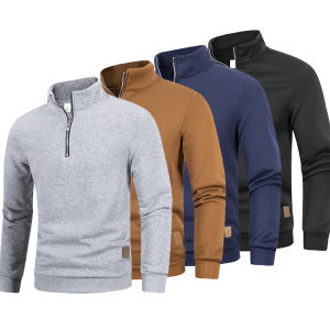 Autumn Mens Zipper Pullover Turtlenecks Warm Sweaters Solid Color Long Sleeved Fashion Male Casual Daily Sweatshirt Top