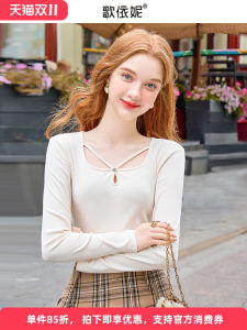 Black Long Sleeve Knitted T-Shirt Womens Spring Autumn New Style Slim Fit Short Top Inner Wear Commute Korean Version Straight Tube