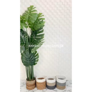 Pohon Imitasi Tanaman Hias Daun Monstera Latex T160 Cover Pot Seagrass Variasi Hiasan Dekorasi Sudut Ruangan Aesthetic