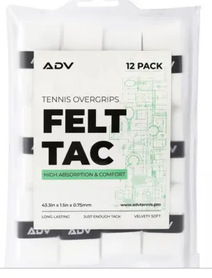 ADV FeltTac Tennis Overgrips (White) | [High Absorption] [Comfort] [Sold per piece]