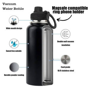 For MagSafe 32oz 1000ML Insulated Bottle with Rotating Phone Holder Water Bottle Thermal Water Cup Vacuum Mug for Outdoor Sports