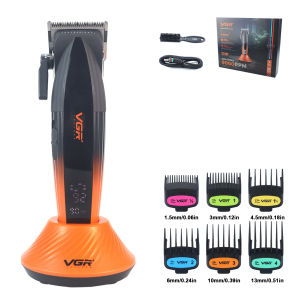VGR | Mens Hair Clipper DLC Blade 9000RPM Full Metal with Base Charger LCD Display Cordless Professional Barber Machines VGR V-889C