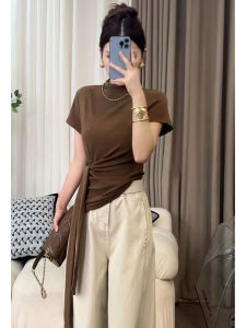 YUEZHONGWEI | French Style Half-Neck Tie Sleeveless T-shirt