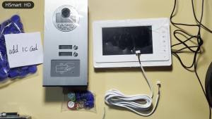 7 Video to Color Intercom Door System Phone System RFID Access Entry Camera with Ringtone IR for Multi- 3 Apartments/Family 