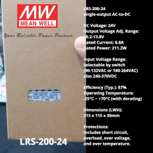 Mean Well LRS-200-24 24V 200W 8.8A Meanwell Power Supply - Original -1 Year Warranty
