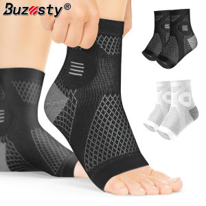 Buzesty Ankle Compression Socks Support Sleeve – (1 Pair) Foot Brace for Plantar Fasciitis Relief Achilles Tendonitis Arthritis Sprained Ankle Wrap for Men or Women