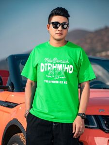 plus Size Casual Sport Short Sleeve round Neck Cartoon Fat Man T-Shirt Cool Feeling Large Size plus Size Slimming Cool Summer