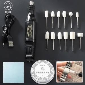Stainless Steel Watchband Electric Portable Polishing Sanding Pen Tool Set Wool Felt Cotton Brush Polishing Kit Tool Accessories