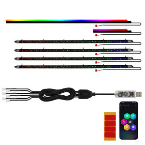 KEVANLY | 6/10 in 1 Led Car Ambient Lights 72 Color RGB Symphony Streamer Bluetooth Rainbow Interior Acrylic Strips Atmosphere Lamp Kit