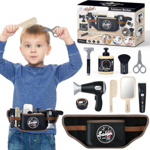 Barber Shop Pretend Play Toy Haircut Barber Set Toy Hair Salon Play Set Kids Shaving Kit Birthday Gifts for Boys 3+ Year Old