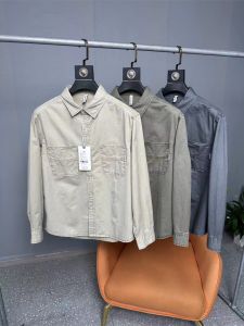 Retro American Washed Pure Cotton Long Sleeve Mens Casual Shirt Autumn Workwear Style All-Match Comfortable Fashionable
