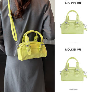 Green Canvas Commuter Womens Bag Fashionable Shoulder Crossbody Handbag Modern Neutral Style Zipper Closure Soft Oxford Fabric